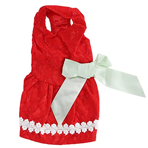 Für Haustier, für Mädchenhund, ärmellose Rockkleider von Polyester mit Bug auf dem Rücken, Sommer süße Kleidung (XZD226 Red XS) von CHHELIHL