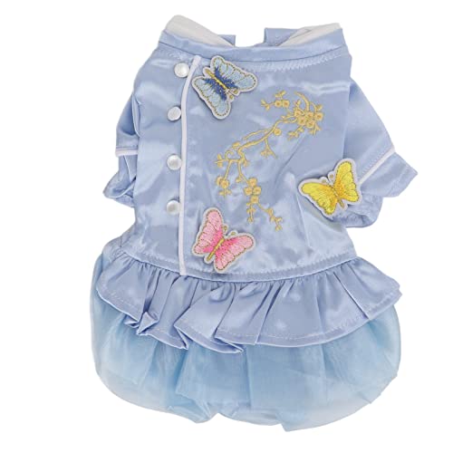 Haustier Chinesischer Stil bestickter Rockhund Cheongsam Kleidung, Frühlings- und Sommerkleidung für Welpenkatze (L) von CHHELIHL