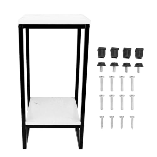 Robuster Eisenrahmen 2 Stufen 60 cm Multifunktional Blumenständer, einfache Baugruppe für Balkon/Garten/Eingangsweg (Weißes Schablett mit schwarzem Rahmen) von CHHELIHL