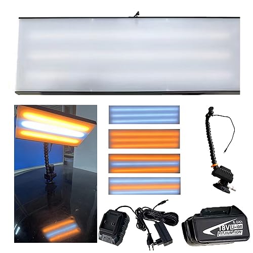 CHHMAELOVE PDR Light LED Dent Line Board Reflektor 23,6 x 7 Zoll mit 18 V 6000 mAh Akku, 6 Farben einstellbar, 360° drehbarer Lichtkopf, lackfreie Dellenreparaturwerkzeuge von CHHMAELOVE