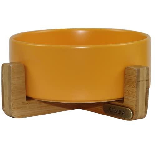 Chiara ARIA Futternapf Single CHN-155S-YE, Essnapf, Trinknapf, langlebig (Größe: M, rutschfest, spülmaschinenfest, Material: Keramik, Bambusständer), Gelb Chiara ARIA Futternapf Single CHN-155S-YE, Essnapf, Trinknapf, langlebig (Größe: M, rutschfest, spülmaschinenfest, Material: Keramik, Bambusständer), Gelb von CHIARA