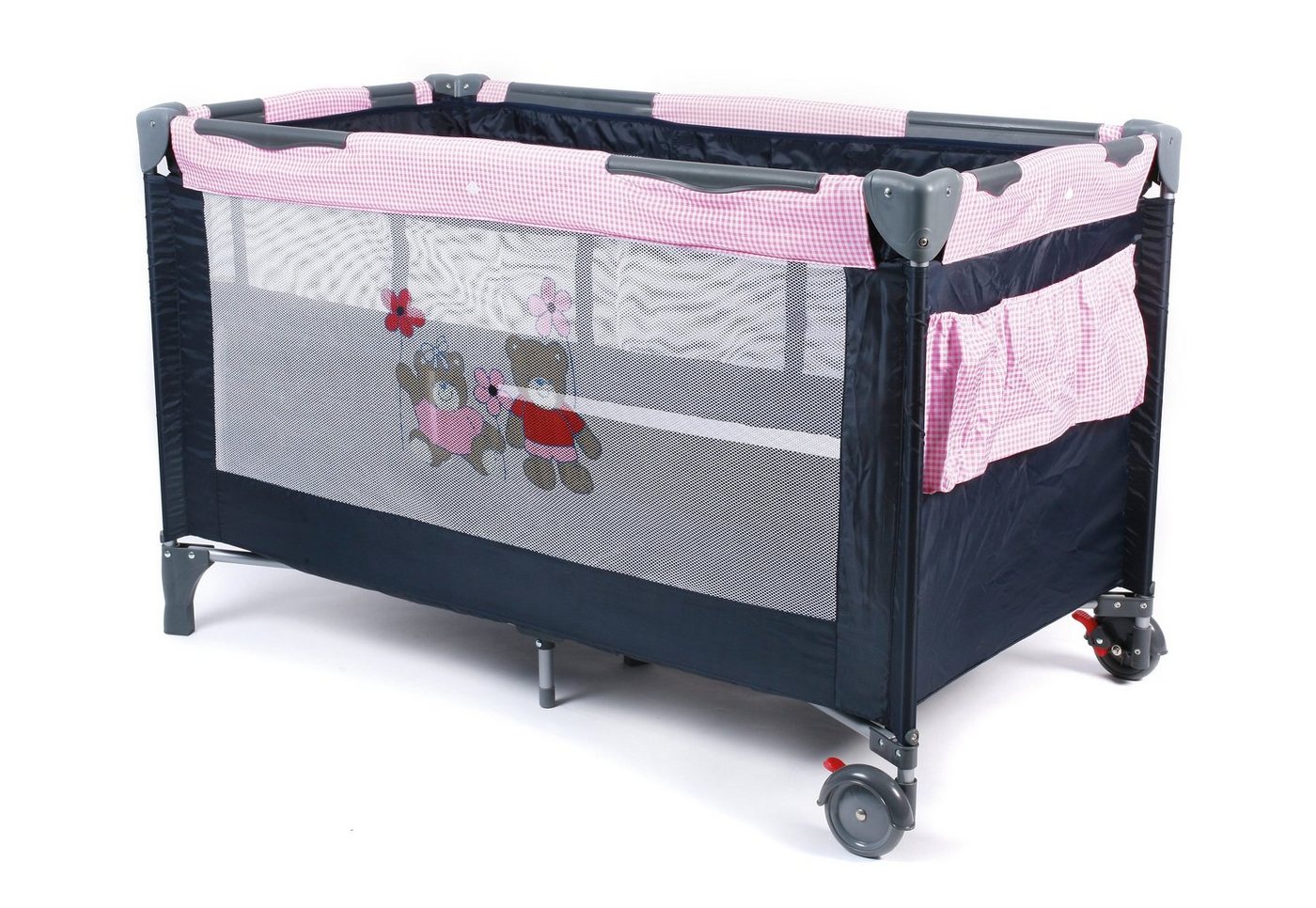 CHIC4BABY Baby-Reisebett Luxus Pink Checker, inkl. Tragetasche von CHIC4BABY