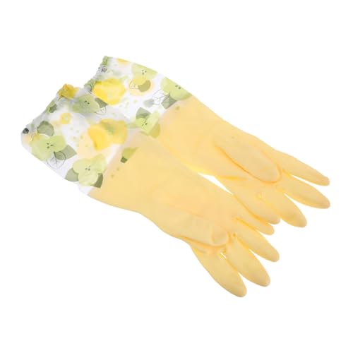 CHICAMPERA 1 Paar wasserdichte Küchenhandschuhe Schüsselhandschuhe Haushaltsreinigungshandschuhe Hausreinigungsmittel Küchenhandschuhe zum Kochen Spülhandschuhe Polyvinylchlorid (PVC) Gelb von CHICAMPERA