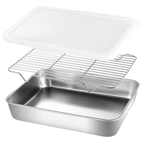 CHICAMPERA 1 Satz Bratpfanne Set Deckel Teiliges Küchenset zum Vorbereiten Lagern Ölfiltern und Grillen für Große Mahlzeiten und Vielseitigen Einsatz von CHICAMPERA