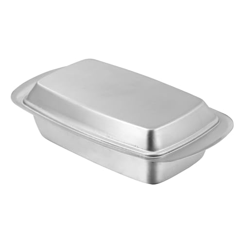 CHICAMPERA 1 Stück Butterdose aus Edelstahl käseplatte käse platte Rostfreie Butterdose Vorratsbehälter Silber Deckel kreativer Dessertteller universelle Isolierplatte Rostfreier Stahl Silver von CHICAMPERA