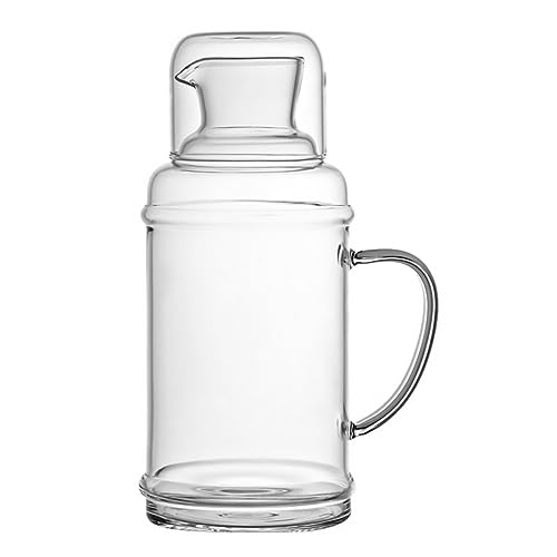 CHICAMPERA 1 Stück Hitzebeständige Glaskaraffe Großer Wasserkrug aus Borosilikatglas mit Komfortablem Griff für Kalte und Heiße Getränke Passt Kühlschränke von CHICAMPERA