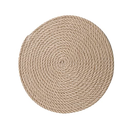 CHICAMPERA 1 Stück Runder XL Tischset aus Amerikanischem Landhausstil Hitzebeständig und rutschfest für Teehäuser und Cafés als Unterlage für Geschirr und Tassen Khaki Farbe von CHICAMPERA