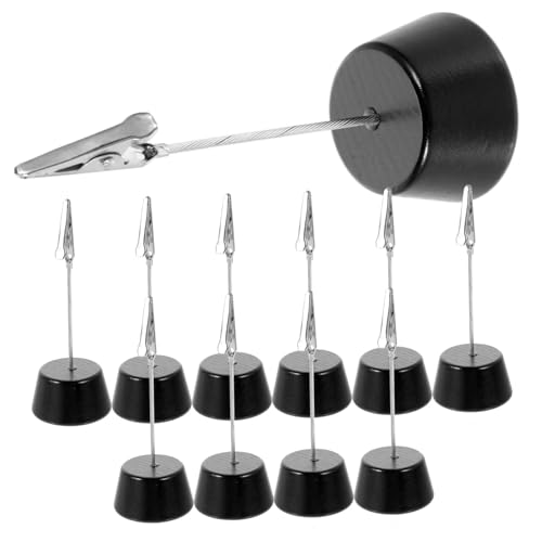 CHICAMPERA 10Stücke Holz Fotohalter Kreative Memo Clips für Schreibtisch als Tischkartenhalter Postkartenständer und Notizzettelhalter Hochwertige Büroaccessoires Schwarz von CHICAMPERA
