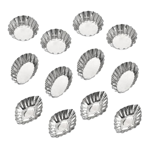CHICAMPERA 12stücke Edelstahl Torte Formen Backen Formen Muffin Pudding Stahl Eierkuchenform Bäckerei-tortenform Bäckerei-eierkuchenform Tart-backform Eierkuchen-backform von CHICAMPERA
