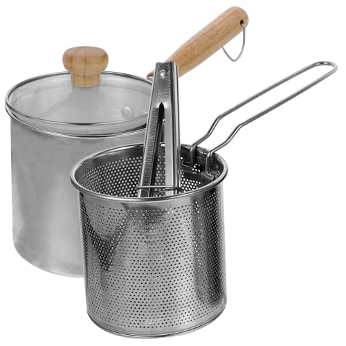 CHICAMPERA 1Satz Fritteuse mit Glasdeckel Frittierkorb Lebensmittelzange Induktionsgeeignet für Barbecue Nudelgerichte Steak und Langlebig und Hitzebeständig von CHICAMPERA