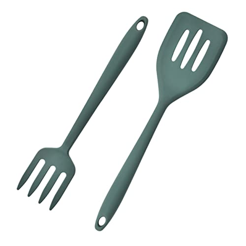 CHICAMPERA 1Satz Multifunktions Silikon und Wok Spatel Set Ergonomischer Tragbarer Kochutensilien für Täglichen Gebrauch Teilig Dunkelgrün Kratzfest und Hitzebeständig von CHICAMPERA