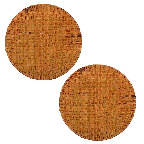 CHICAMPERA 2 Stück Handgewebte Platzsets Runde Isoliermatte für Esstisch Hitzebeständig Abwaschbar für Zuhause Restaurant Festlichkeiten von CHICAMPERA