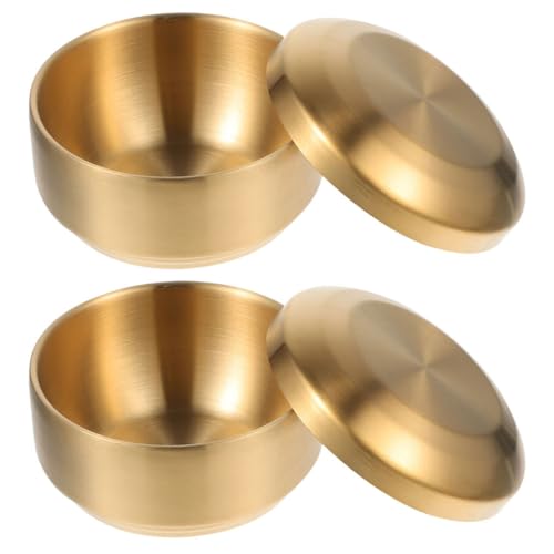 CHICAMPERA 2 Stück Koreanische Doppelwandige Reisschüssel mit Deckel Multifunktionale Schüssel für Reis Desserts und für Zuhause und Restaurants von CHICAMPERA