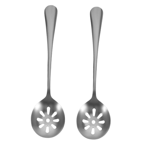 CHICAMPERA 2 Stück Löffel aus Edelstahl Abendessen geschlitzte Utensilien runder Schaumlöffel Küchenwerkzeuge geschlitzter Servierlöffel Rostfreier Stahl Silver von CHICAMPERA