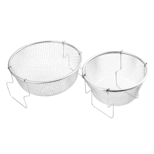 CHICAMPERA 2 Stück Rundes Frittierkorb mit Griff Multifunktionales Küchengerät für Pommes Hähnchen Snacks Spülmaschinenfest und Langlebig von CHICAMPERA