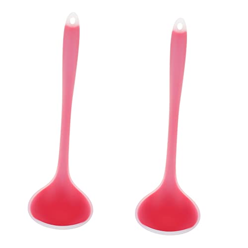 CHICAMPERA 2 Stück Silikon Suppenkelle mit Langem Ergonomischem Griff Hitzebeständig und Langlebig für Suppe Brei und Lebensmittelechtes Material Rutschfester Küchenutensil von CHICAMPERA