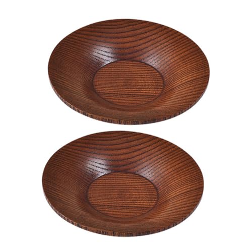 CHICAMPERA 2 Stück Snackteller aus Holz Tablett Aufschlag Mini-Gewürzschalen runden Mini-Vorspeisenteller Holzplatten für Lebensmittel Geschirr servieren Light Brown Wiederverwendbar von CHICAMPERA