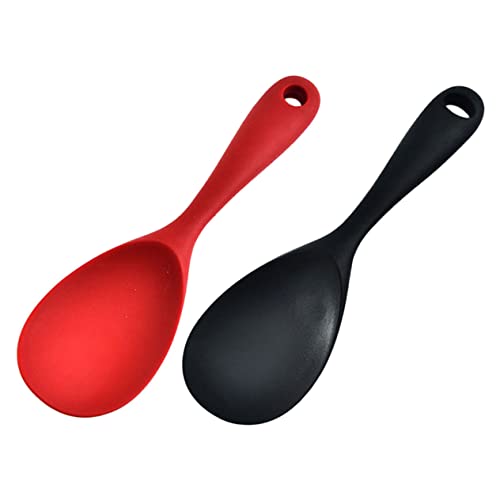 CHICAMPERA 2Stücke Pack Silikon Reislöffel Hitzebeständig und Langlebig Antihaftbeschichtet für Müheloses Schöpfen Küchengerät für Reisliebhaber Einfach zu Reinigen von CHICAMPERA