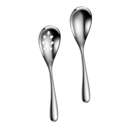 CHICAMPERA 2stücke Edelstahl Schöpflöffel Ergonomische Geschlitzte Servierlöffel Für Buffets Und Partys Vielseitig Einsetzbare Küchenutensilien Für Salate Obst Und Mehr von CHICAMPERA
