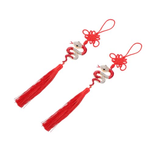 CHICAMPERA 2stücke Glücks-Tassel Für Auto Feng Shui Snake Jahr Dekoration Mit Strass Für Rückspiegel Chinesische Neujahrs-deko Multifunktionale Hängedekoration von CHICAMPERA