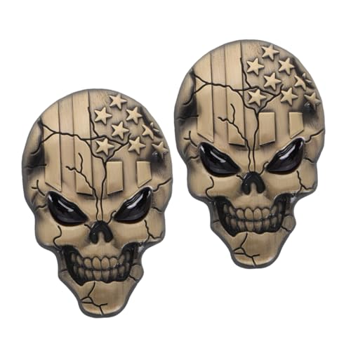 CHICAMPERA 2stücke Skull Aufkleber Aus Reflektierende Metall Aufkleber Für Motorräder Laptops Kratzfest Und Einfach Anzubringen von CHICAMPERA