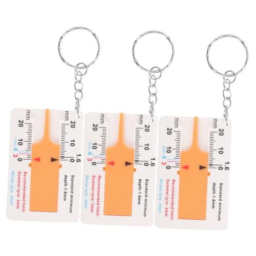 CHICAMPERA 3 Stück Reifenprofiltiefenmesser Reifentiefenmesser Reifenmesser -Messwerkzeug Reifengewinde-Tiefenmesser Reifenprofilmesser Plastik Orange von CHICAMPERA