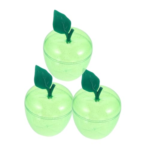 CHICAMPERA 3 Stück Weihnachtsapfel Geschenkbox Glas Für Süßigkeiten Weihnachtsapfelform Kunststoffglas Trockenobstbehälter Süßigkeitenbehälter Transparentes Snackglas Teedosen Heim von CHICAMPERA