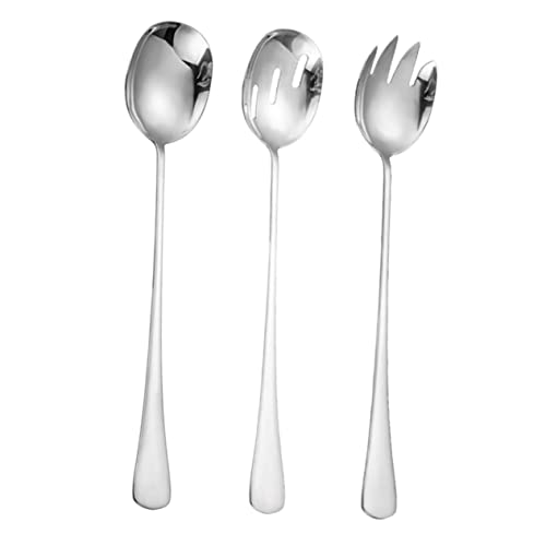 CHICAMPERA 3stücke Teiliges Edelstahl-spork-set Mit Langem Griff Multifunktional Für Salate Für Zuhause Partys Und Restaurants Rostfrei Und Spülmaschinengeeignet von CHICAMPERA