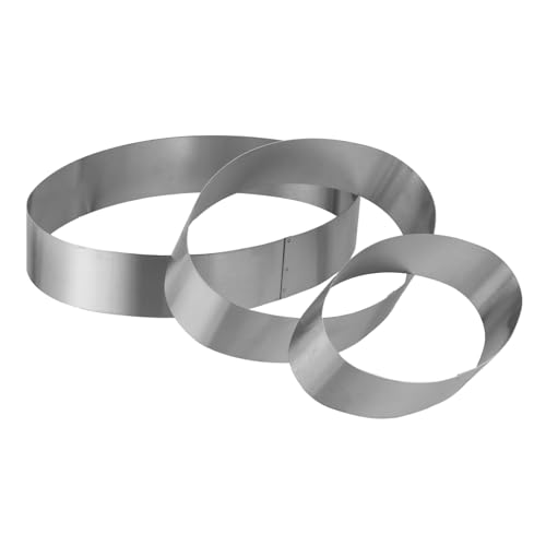 CHICAMPERA 3Stücke Teiliges Backform Set aus für Mousse und Kuchen Verstellbarer Tortenring mit Ovalem Design für Einfache Entformung und Gleichmäßiges Backen von CHICAMPERA