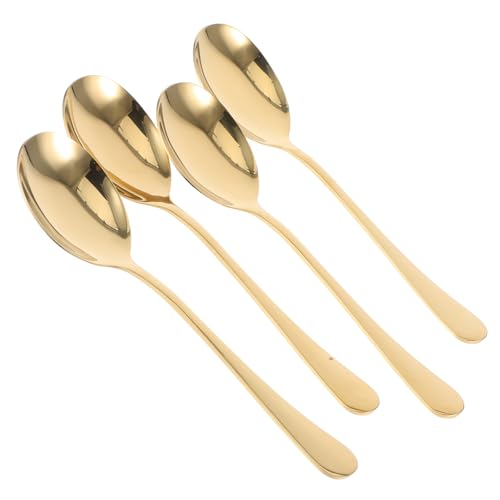 CHICAMPERA 4 Stück Edelstahllöffel große Servierutensilien für Buffet Servierlöffel für Partys Große Dinnerlöffel Haushaltslöffel große Servierlöffel Rostfreier Stahl Golden von CHICAMPERA