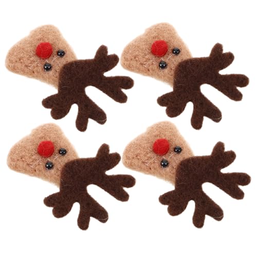 CHICAMPERA 4stücke Teiliges Elchköpfe Weihnachtsdeko Wollfilz Ornamente Für Festliche Bastelprojekte Niedliche Elchköpfe Zur Weihnachtsdekoration Für Kreative Bastelideen Und von CHICAMPERA
