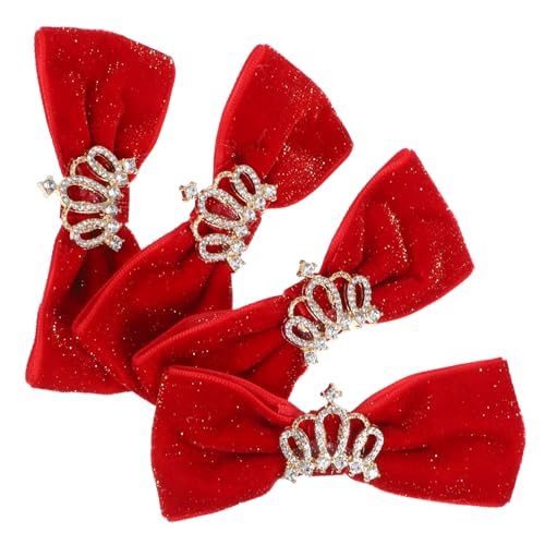 CHICAMPERA 4 Stück Hund Haarclips mit Krone und Schleife Lebendige Hundehaarschmuck Haustier Haarclip Zubehör Starke Klammer für Alltag Party Fotoshooting Passend für Kleine Hunde und Welpen von CHICAMPERA
