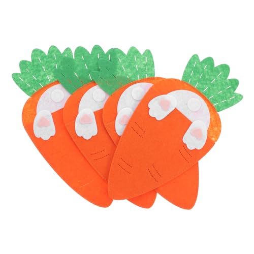 CHICAMPERA 4 Stück Karottenmesser Und Gabeltasche Rettich Osterparty Geschirr Karotten Bestecktaschen Geschirrtasche Osterhasen Besteckhalter Karottentaschen Tischbesteckbeutel von CHICAMPERA
