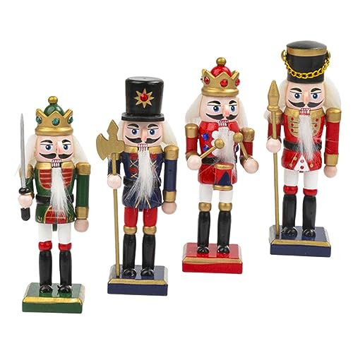 CHICAMPERA 4 Stück Teiliges Set Holz Figuren Weihnachtsdeko Handgefertigte Soldat Designs Hohe Tischdekoration für Festliche Wohn und Büroräume von CHICAMPERA