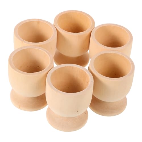CHICAMPERA 6 Stück Eier Imitat Holztablett Eierhalter Für Gekochte Eier Eierbecher Süßer Eier Organizer Arbeitsplatte Süßes Eiertablett Hölzernes Eiertablett Hölzerne von CHICAMPERA