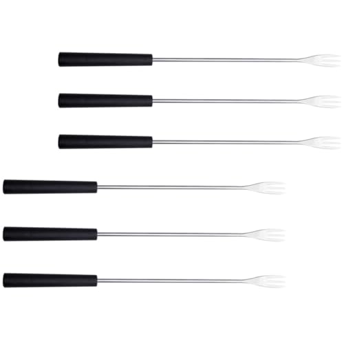CHICAMPERA 6 Stück Teiliges Fonduegabel Set aus mit PP Griff für Käse Schokoladen und Obstfondue Leicht Tragbar und Spülmaschinenfest für Zuhause von CHICAMPERA