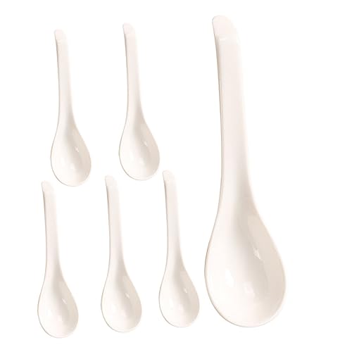CHICAMPERA 6 Stück Teiliges Keramischer Suppenlöffel für Haushalt zum Servieren von Reis Suppe und Desserts Spülmaschinenfest und Ergonomisch Gestaltet von CHICAMPERA