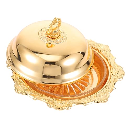 CHICAMPERA Dekoratives Tablett für Lebensmittel und Schmuck Runde Butterdose mit Metallverschluss Multifunktionale Servierplatte für Süßigkeiten Obst und Schmuck für Partys und Zuhause von CHICAMPERA