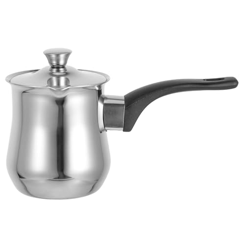 CHICAMPERA Türkische Kaffeekanne mit Deckel und Langem Griff Multifunktionale Kaffeekanne für Milchaufschäumen Butter Schmelzen für Camping und Zuhause von CHICAMPERA