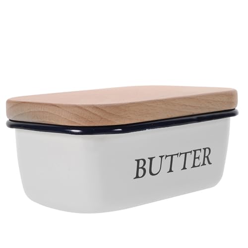 CHICAMPERA Email Butter Box Eleganter Butterhalter aus Emaille mit Holzdeckel für Butter und Schützt vor Schmutz und Hält Lebensmittel Frisch CHICAMPERA Email Butter Box Eleganter Butterhalter aus Emaille mit Holzdeckel für Butter und Schützt vor Schmutz und Hält Lebensmittel Frisch von CHICAMPERA