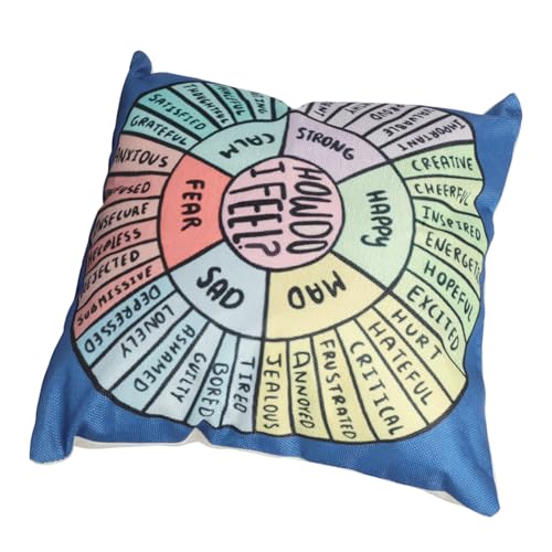 CHICAMPERA Emotionale Kissenhülle im Feeling Wheel Design Quadratische Baumwoll Kissenbezüge für Sofa und Heimdekoration Leicht und Praktisch für Schlafzimmer und Wohnzimmer von CHICAMPERA