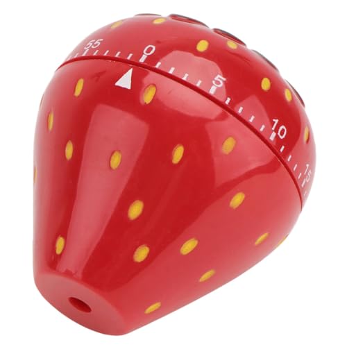 CHICAMPERA Erdbeerförmiger Mechanischer Küchentimer Niedliches Frucht Design für Manuelle Countdown Lauter Alarm für Kochen Backen und Haushaltsnutzung für Erwachsene von CHICAMPERA