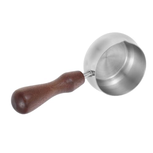 CHICAMPERA Espresso Ausgießbecher mit Ausgießöffnung und Holzgriff Milchkaffeetauglicher Messbecher für Kaffee und Milchwärmung von CHICAMPERA