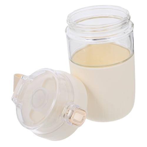 CHICAMPERA Glas Versiegelte Tasse im Freien Iced Coffee Tasse Tee Tassenabdeckung Deckel für Wasserbecher Eiskaffeetassen Kaffeetassenabdeckung pp Weiß von CHICAMPERA