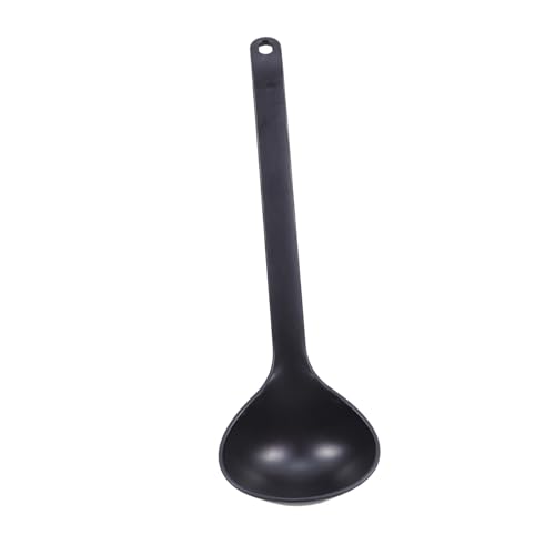 CHICAMPERA Hitzebeständiger Ramen Löffel mit Tiefem Kopf Unzerbrechlicher Antihaftbeschichteter Suppenlöffel für Asiatische Küche zum Servieren von Suppen und Brei Schwarzes Design von CHICAMPERA
