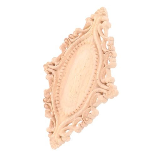 CHICAMPERA Holz Carving Applique Ovaler Möbelaufkleber Unbehandelte Holzornamente für Dekoration Einfache Installation Robuste Struktur Stilvolles Design für Zuhause von CHICAMPERA