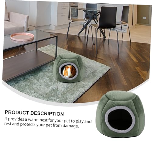 CHICAMPERA Kleintier Kuschelbett Winterbett Warmes Kuschelbett für Hamster Igel Meerschweinchen Kleines Haustier Schlafhöhle Xs Dunkelgrün von CHICAMPERA