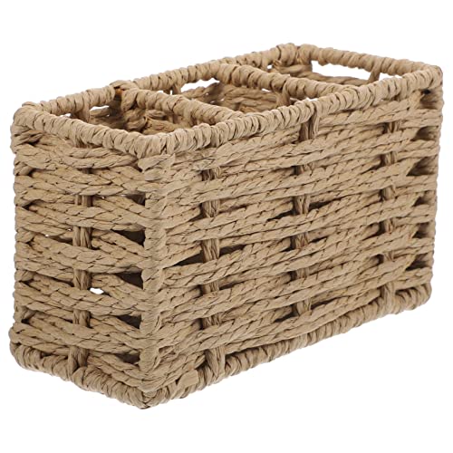 CHICAMPERA Küchenutensilien Organizer aus Papierseil Leichter Besteckhalter mit Fächern für Gabeln Löffel und Küchenutensilien Ordnungssystem für Arbeitsplatte Beige von CHICAMPERA