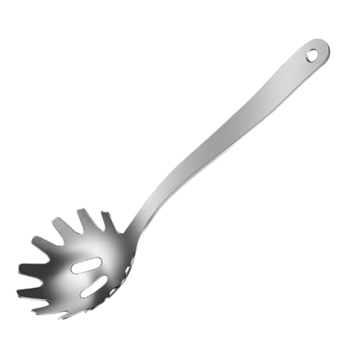 CHICAMPERA Lo mein Sieb Nudeln Ramengabel Nudelkelle Spaghetti Fork Server Löffel Küchenwerkzeuge Nudelschaufel aus Metall Spaghetti-Server aus Metall Nudelkochlöffel Rostfreier Stahl Silber von CHICAMPERA