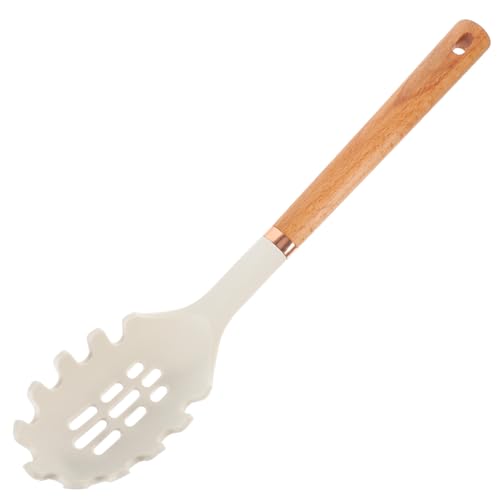 CHICAMPERA Spaghettilöffel aus Silikon und Holz Ergonomischer Pastaheber für Einfache Handhabung Spülmaschinenfest zum Servieren von Nudeln und Spaghetti von CHICAMPERA
